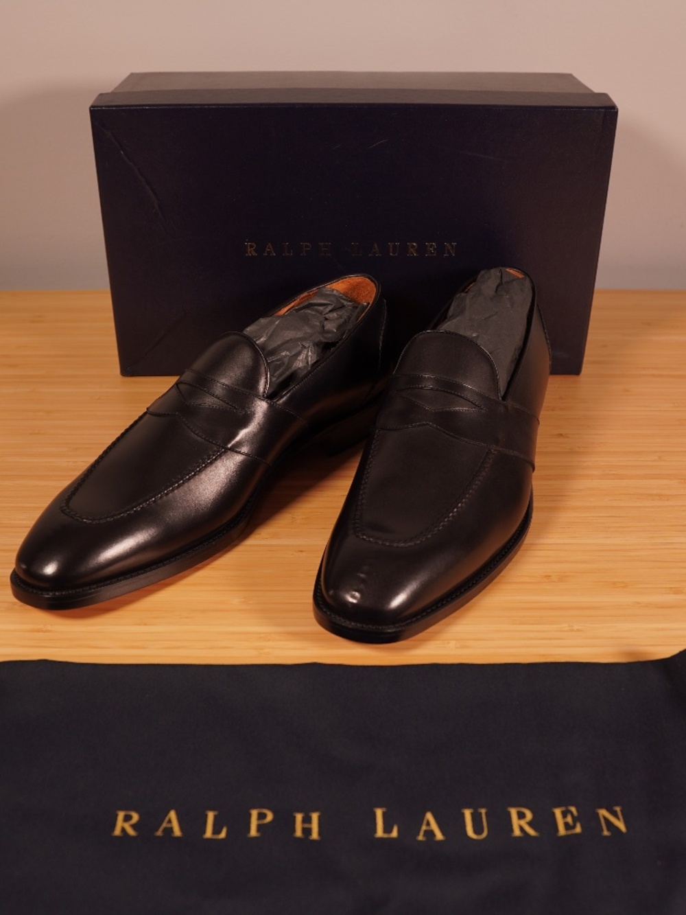Ralph Lauren Purple Label Meegan Penny Loafer Black Size 11 D